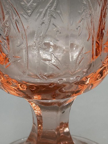 Indiana Glass Pink Madrid Recollection 6 1/2" Water Goblet Vintage Set Of 2 - Picture 3 of 7