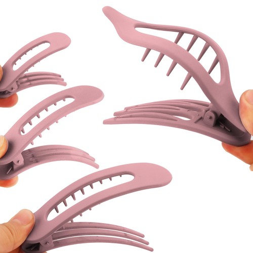 4PCS Nude Pink Hair Claw Clips Flat Barrettes for Thick Thin Hair All Sizes - Picture 3 of 7