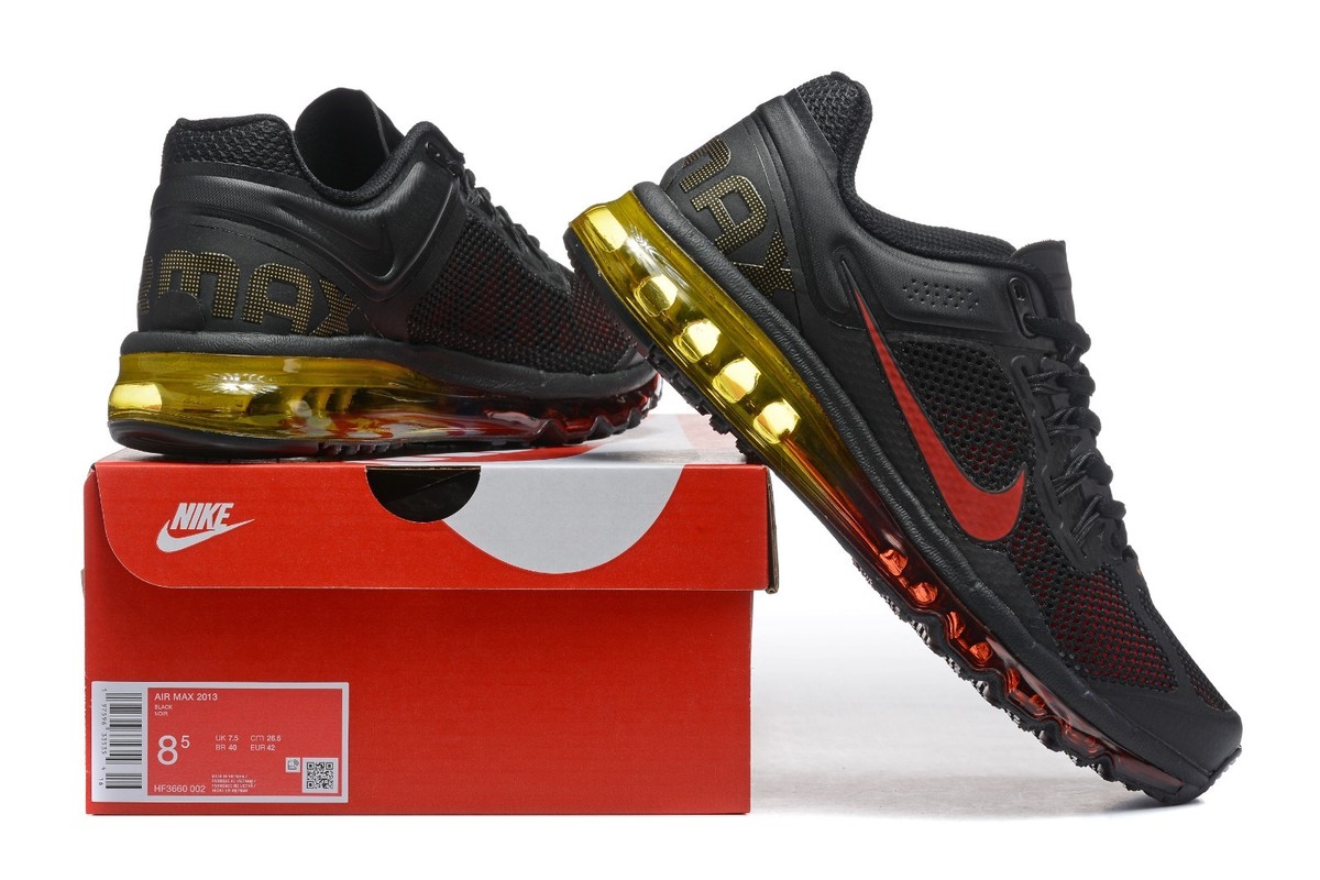 Nike Air Max 2013 Comfortable Casual Shoes Men's Black Red