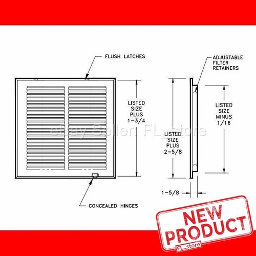 Cubierta de ventilación de rejilla de retorno de aire filtrado 25" x 16" tamaño conducto pared techo aire acondicionado calor - Imagen 10 de 10
