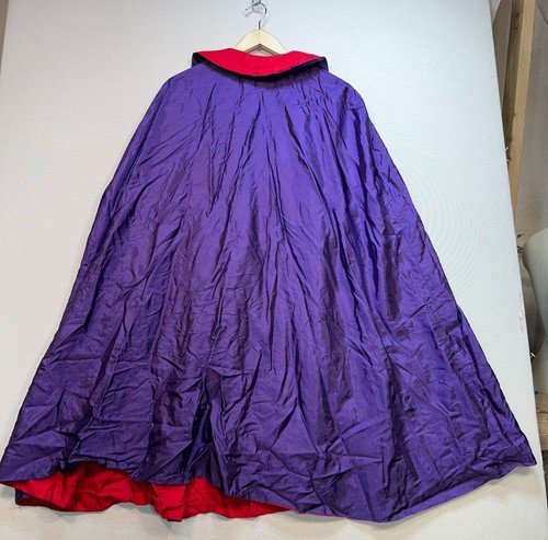 Costume mantello mantello Halloween taglia unica viola rosso reversibile autocravatta stagionale - Foto 5 di 7