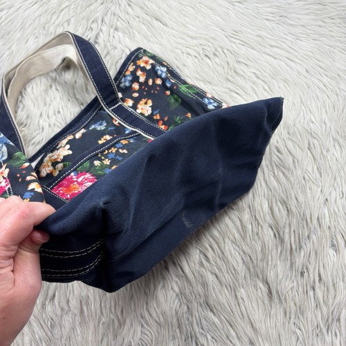 Lands' End marineblau Blumen schwer Canvas Beuteltasche Tasche Strand oben offen - Bild 5 von 10