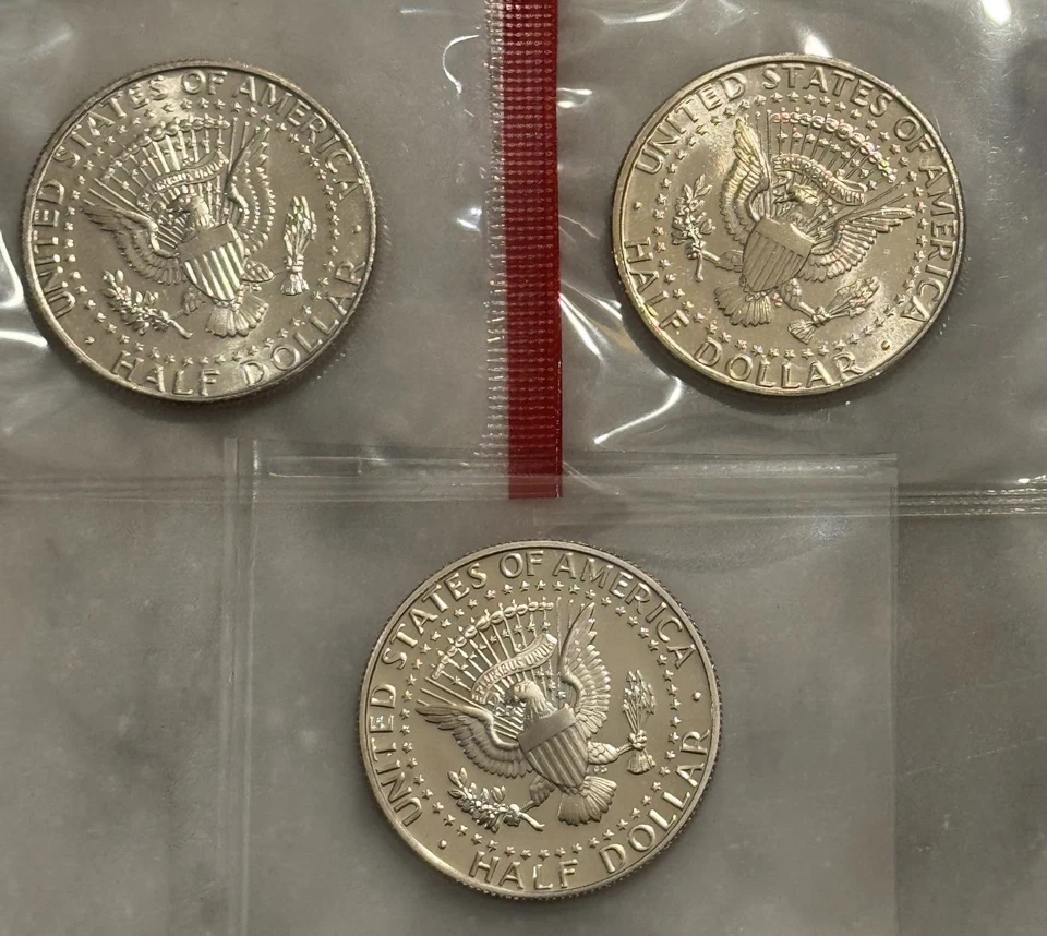 1992 P D S Kennedy Half Dollar - Proof & BU 3 Coin Lot Mint Cello - Image 3 of 4