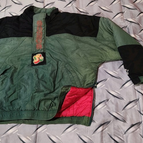 VTG 90s SEATTLE SONICS STARTER PUFFER PULLOVER 1/2 ZIP JACKET XL *FLAW - READ* - Picture 9 of 10