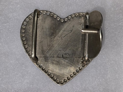 Wages Sterling Silver Custom Belt Buckle 3" Heart Shaped Floral Gold Detail Love - Picture 13 of 22