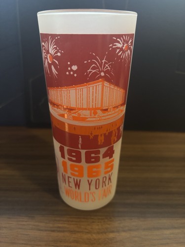 Juego de 4 vasos de vidrio esmerilado vintage de la Feria Mundial de Nueva York 1964-1965 - Imagen 11 de 12