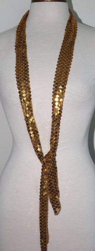 VINTAGE Gold Sequin Sash, Tie or Belt - 3.25" Wide x 64" Long - Picture 4 of 5