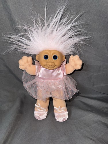 90s Vintage Large Russ Troll Doll - Pink Hair, Blue Eyes, Ballerina