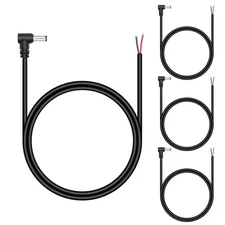 DC 5.5x2.1mm Male Plug Power Pigtail Wire 4 PCS 1M/3FT 18AWG Right Angle