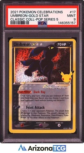 Pokemon 2021 Umbreon Gold Star 17/17 Classic Collection Celebrations PSA 9
