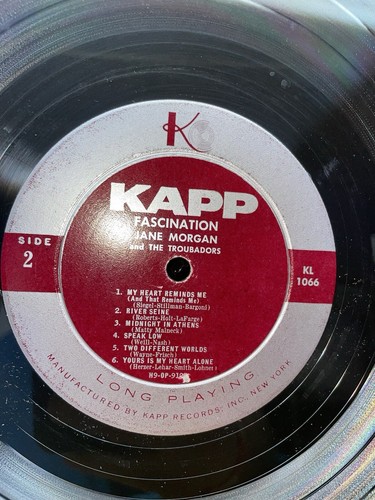 Jane Morgan and the Troubadors : Fascination, KAPP KL-1066 Tested - Picture 6 of 12