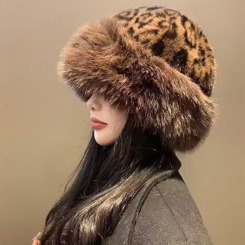 Sombrero de piel de visón para mujer tejido sombrero de bombín gorros sombrero de copa gorra sombrero de invierno - Imagen 4 de 11