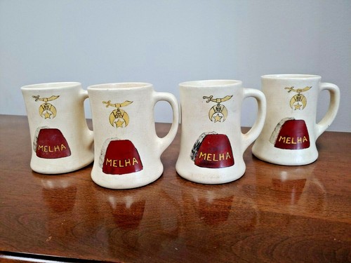 ROSEVILLE KERAMIK MELHA SHRINERS CREMEGESCHIRR TASSE 4ER-SET - Bild 1 von 11