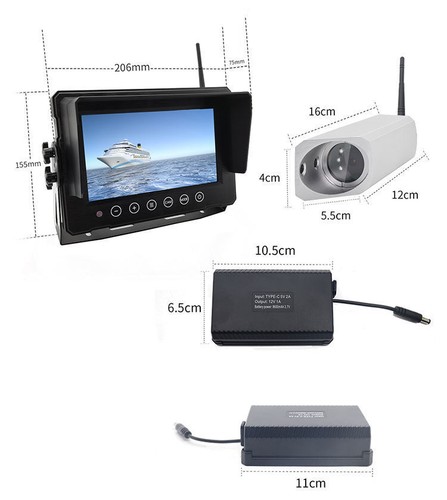 Wireless Waterproof 7'' Monitor 2xFront View Camera Magnetic Base Power Forklift - Foto 6 di 17