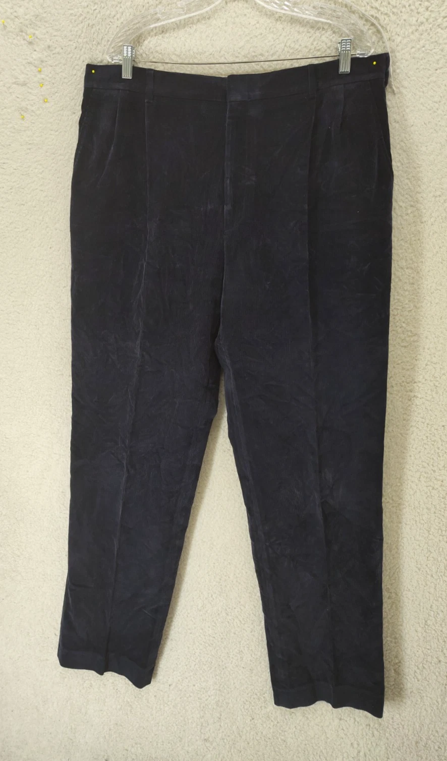 Lands End Men Pants 38 Long Blue 100% Cotton Straight Regular Corduroy Trousers