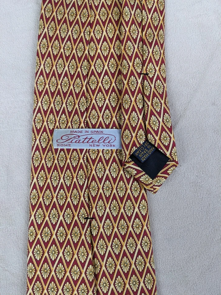 Corbata floral geométrica de seda para hombre Bruno Piatelli 3,75x58 Foto 4 de 4