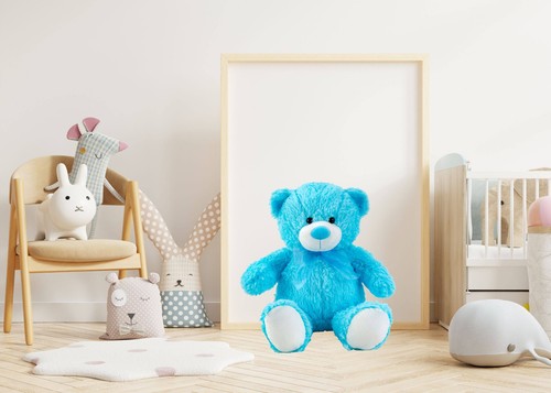 Teddybär Kuschelbär Blau mit Schleife 50 cm groß Plüschbär Kuscheltier - Bild 2 von 4