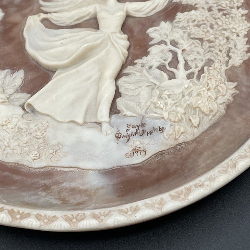 Vintage Incolay Pink Stone Plate 3D Cameo - To a Skylark - Poets #03053 - Picture 2 of 6