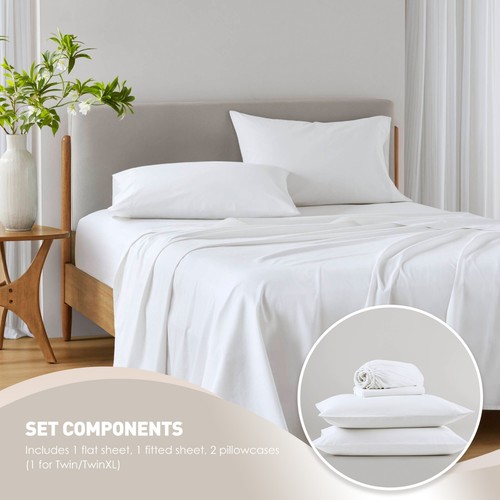 100% Cotton Soft Breathable Sheets, Cool, 14" Deep Pocket, All Seasons, 3/4 Pcs - Picture 14 of 64