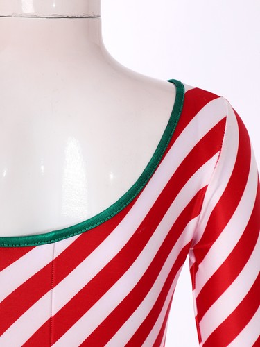 Costume da ballo natalizio bambina canna di caramelle body monospalla a righe - Foto 13 di 27