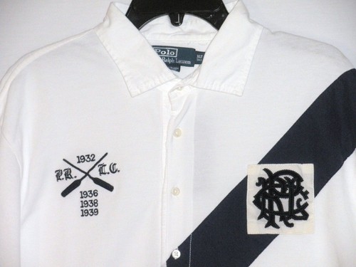 Camisa de rugby S/S para hombre Polo de Ralph Lauren nueva con etiquetas precio de venta sugerido por el fabricante $125, BLANCA/AZUL MARINO, grande y alta - Imagen 1 de 2