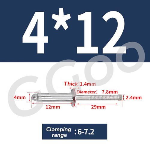 Pop Rivets 2.4mm 3.2mm 4mm 5mm 6.4mm A2 Stainless Steel Domd Head Blind Rivets - Picture 24 of 44