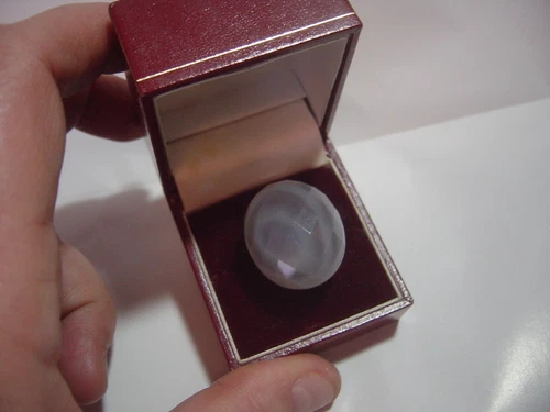 Vintage Solid Silver Ring-superb massive grey moonstone-checkerboard cut Size N"