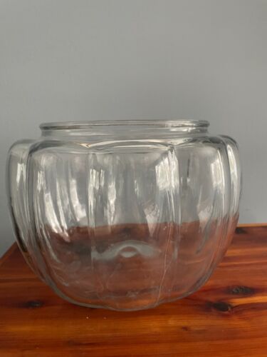 Vintage Anchor Hocking Pumpkin Clear Glass Jar Canister Cookie Candy - Picture 3 of 9