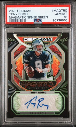 2023 Obsidian Magmatic Signatures EE Green #MAGTRO Tony Romo 22/25 PSA 10 Pop 2 - Foto 1 di 2