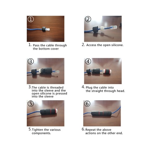 Waterproof RJ45 Connector Cable Double for Head Adapter Coupler Extensio - Afbeelding 5 van 8