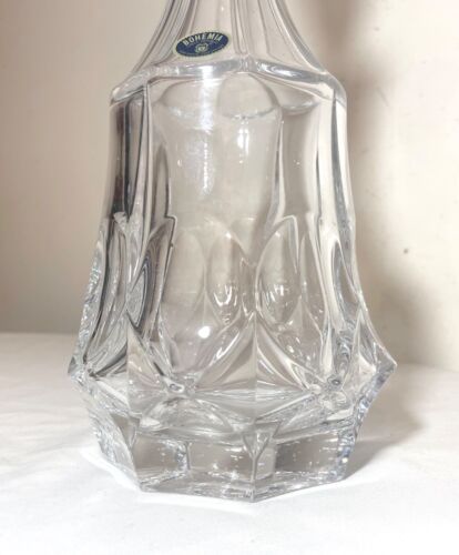 vintage Bohemia Czech cut clear crystal glass wine decanter bottle carafe - Picture 5 of 12
