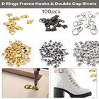 100pcs Picture Frame Hooks with Rivets D Rings Hangers Mirror Hanging Hook Shoes