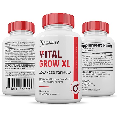 VItal Grow XL for Men Advanced Formula 1484MG Pills Vitamin Supplement 10 Pack - Picture 6 of 6