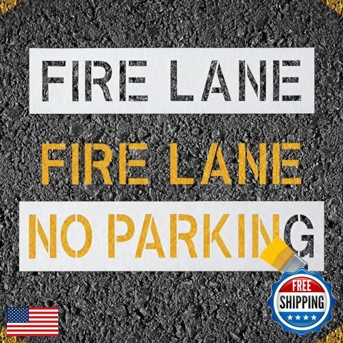 Fire Lane No Parking Stencil Set, 25.6x5.8 No Parking Template and 23.5x5.8 F - Picture 1 of 5