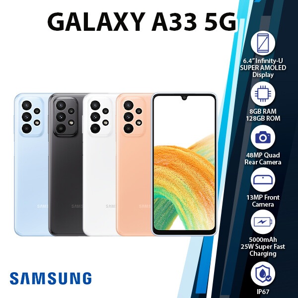 Samsung Galaxy A33 5G 8GB+128GB Dual SIM Android Mobile Phone (New & Unlocked) Samsung Galaxy A33 5G 8GB+128GB Dual SIM Android Mobile Phone (New & Unlocked)