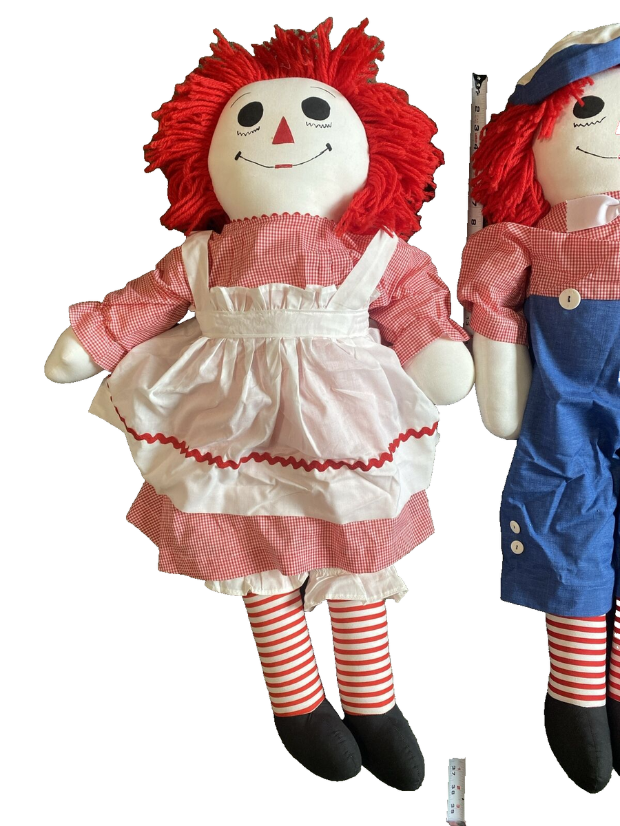 Raggedy Ann ＆Andy 大きなペア人形　身長約50㎝　即購入OK！ Raggedy Ann and Andy Dolls Grandma & Grandpa with Glasses