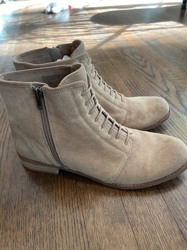 Splendid Women's Suede Ankle Boots TAN Size 9.5M False laces, side zipper - Picture 4 of 4
