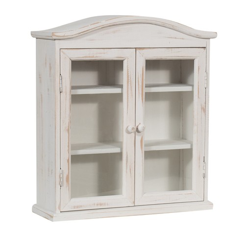 Vetrinetta soggiorno 2 ante Vetrina in legno bagno 3 ripiani Mobile shabby chic