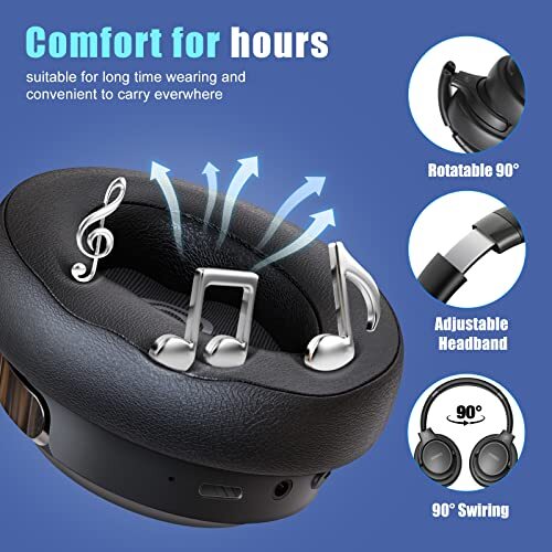 Bluetooth Kopfhörer über Ohr, 65H Spielzeit und 6 EQ Musikmodi kabellose Hea... - Bild 4 von 7