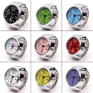 Colorful-Unisex-Finger-Ring-Watch-Creative-Steel-Tone-Round-Dial-Elastic-Quartz
