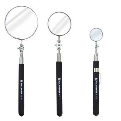 Ullman 3pc Telescoping Inspection Mirror Set Black Grip 1-2-3 in. Diameter USA