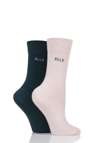 Womens Bamboo Socks Anklet No Show Knee Regular & Boot Patterned in 2 Pairs Elle - Picture 81 of 86