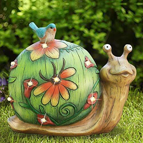 Decorative Waterproof Garden Decor Lights for Walkway Yard Lawn Landscape Lighting Solar Garden Statue Lights Statue Solar Power LED Lamp Outdoor Snails