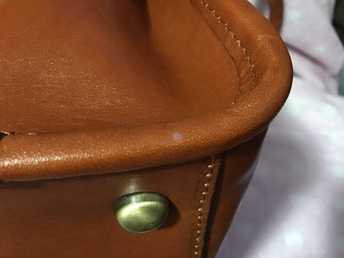 Patricia Nash Embossed, Gold Inlay Cinnamon Leather Paris Satchel Missing Strap - Picture 12 of 23