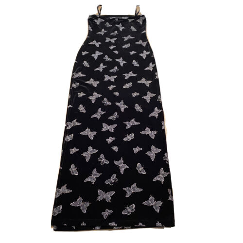Abito tubino midi farfalla velluto nero Forever 21 vintage anni 90 donna M made in USA - Foto 14 di 19