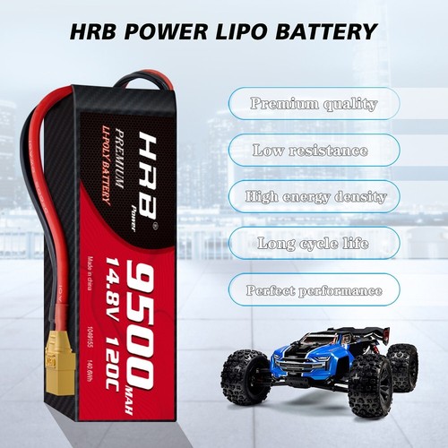 2Stück HRB 14,8V 4S 9500mAh Lipo Akku XT90 für RC Hubschrauber Quad Auto Lkw - Bild 5 von 6