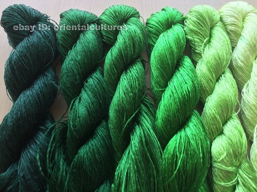 8bundles 100%natural mulberry silk,hand-dyed embroidery green silk floss/thread - Picture 10 of 12