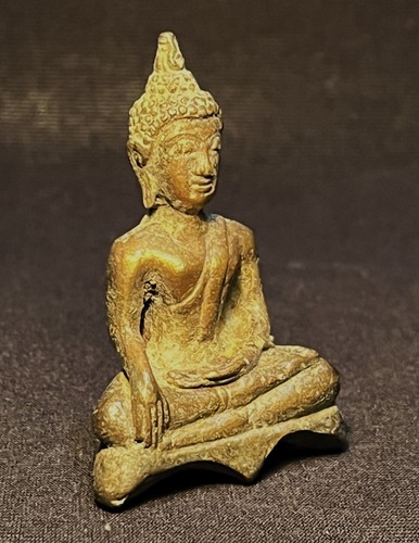 OLD THAI BUDDHA AMULET PHRA CHIANG SAEN SING 3 BUDDHA BRONZE - Picture 4 of 6