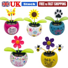 Solar Flower Pot Dancing Shaking Ornaments Windowsill Car Decorations UK