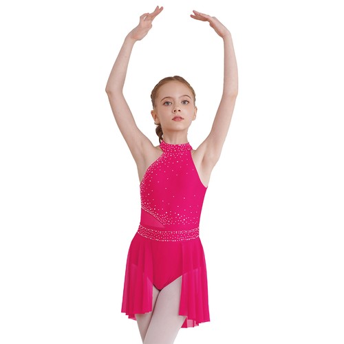 Kinder Mädchen Trikot Kleid einfarbig lyrisch Tanzkleider unsichtbarer Reißverschluss - Bild 49 von 94